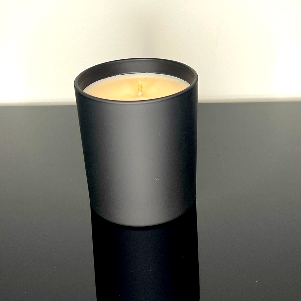 BRAND NEW- 8oz White Candle in a Matte Black Vessel
